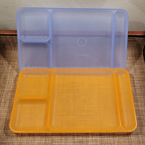 Tupperware Dining Tupperware Trays 535 Divided Cafeteria Lunch Camp Tv Lot 6 Vntg Multiple